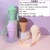 Ice Cream Cone, Straw, Plastic Cup, Children's and Students' Outdoor Portable Cup, Large Capacity Cute Pop-up Water Cup