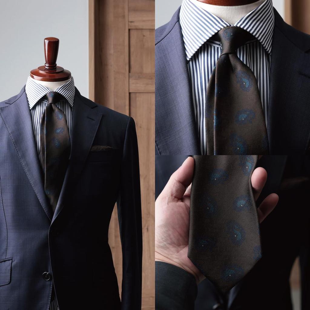 [Y&TAILOR] Necktie, Kyoto-made, Tango-made, Large Pattern, Square, Small Pattern, Paisley Weave Series, 100% Silk, High-Quality, Made in Japan,