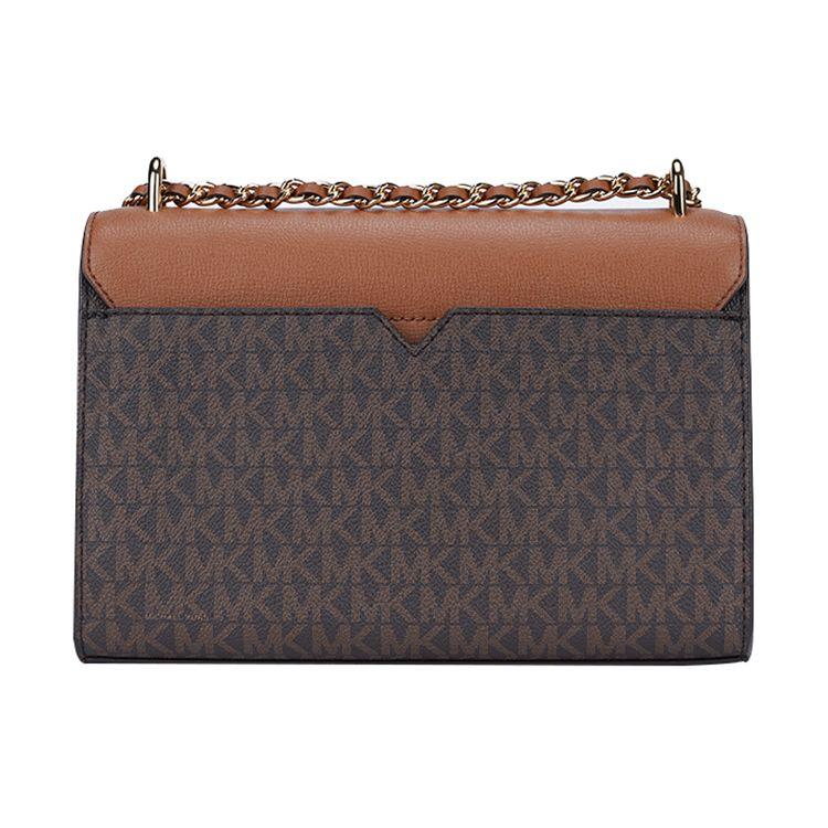 Michael Kors MK Rose Chain Logo Flap Leather Shoulder Bag Medium Women Shoulder Bag Dark-Brown 35T0GXOL2B-200