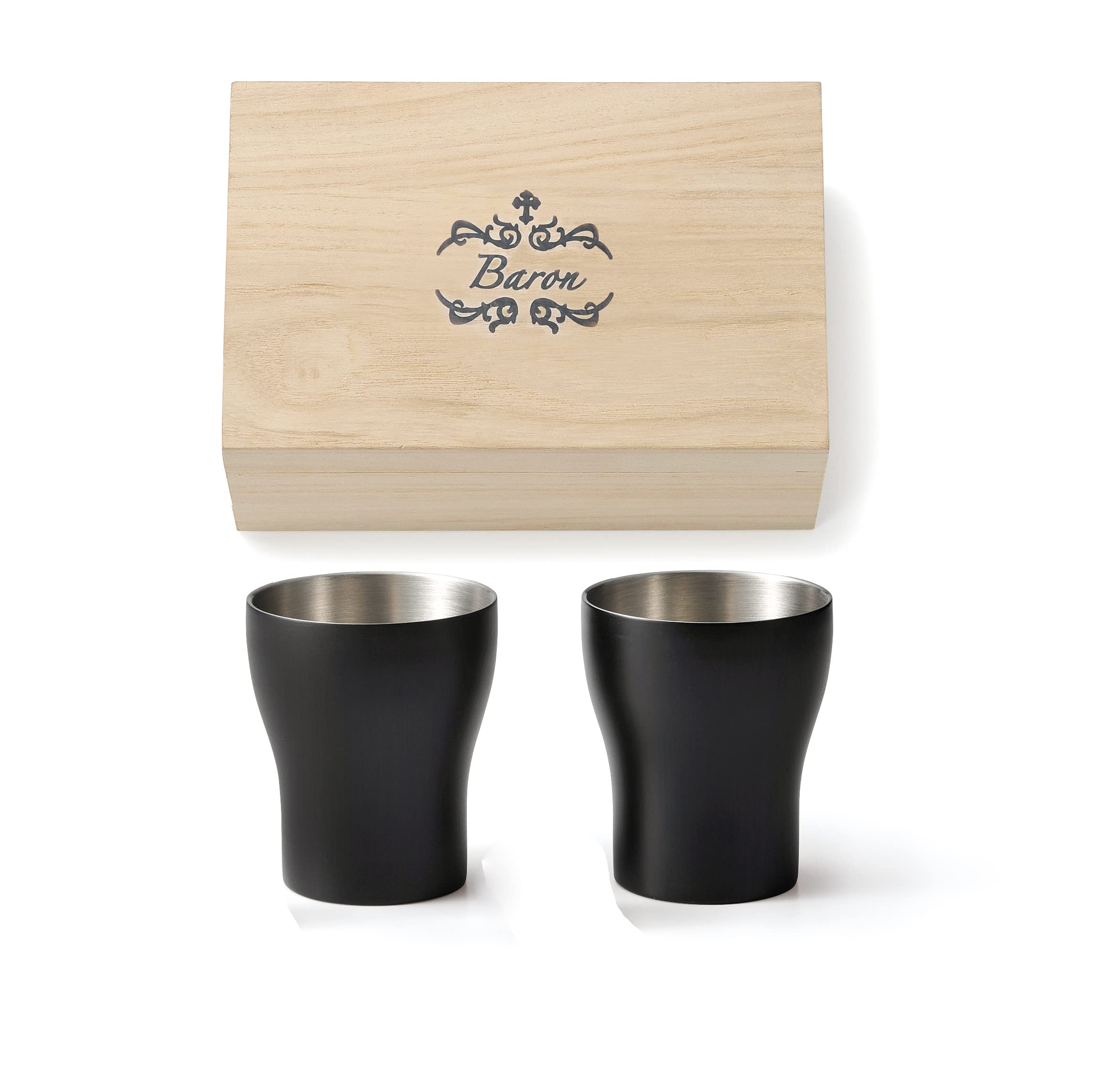 

Dolce Duo Pair of Tumblers Stainless Steel Beer Glasses for Hot and Cold Drinks (Wooden Box) - Double-walled (BA-1633) чёрный