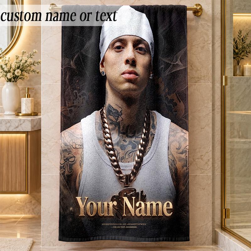 Beach TowelCentral Cee Custom Name Text Personalized Soft Towel for Beach Pool Indoor Home Decor Gift