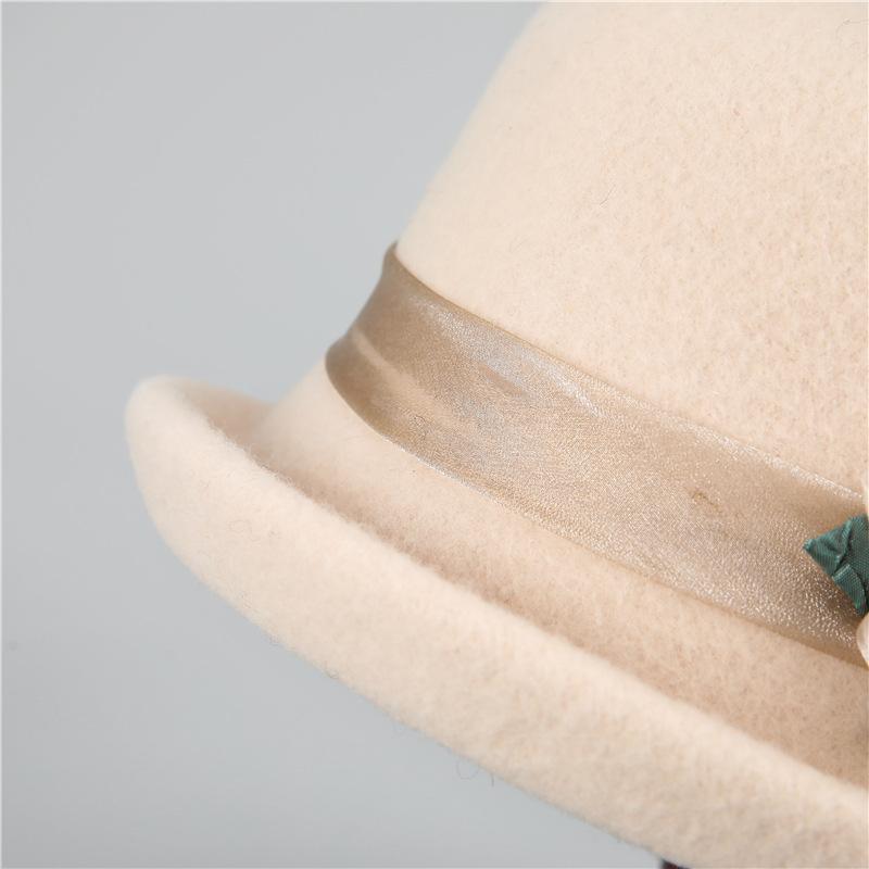 Elegant Floral Fleece Bucket Hat] Women'S Elegant Vintage Autumn/Winter Fleece Bucket Hat with Rolled Brim and Fashion Floral Accent, Fisherman Cap