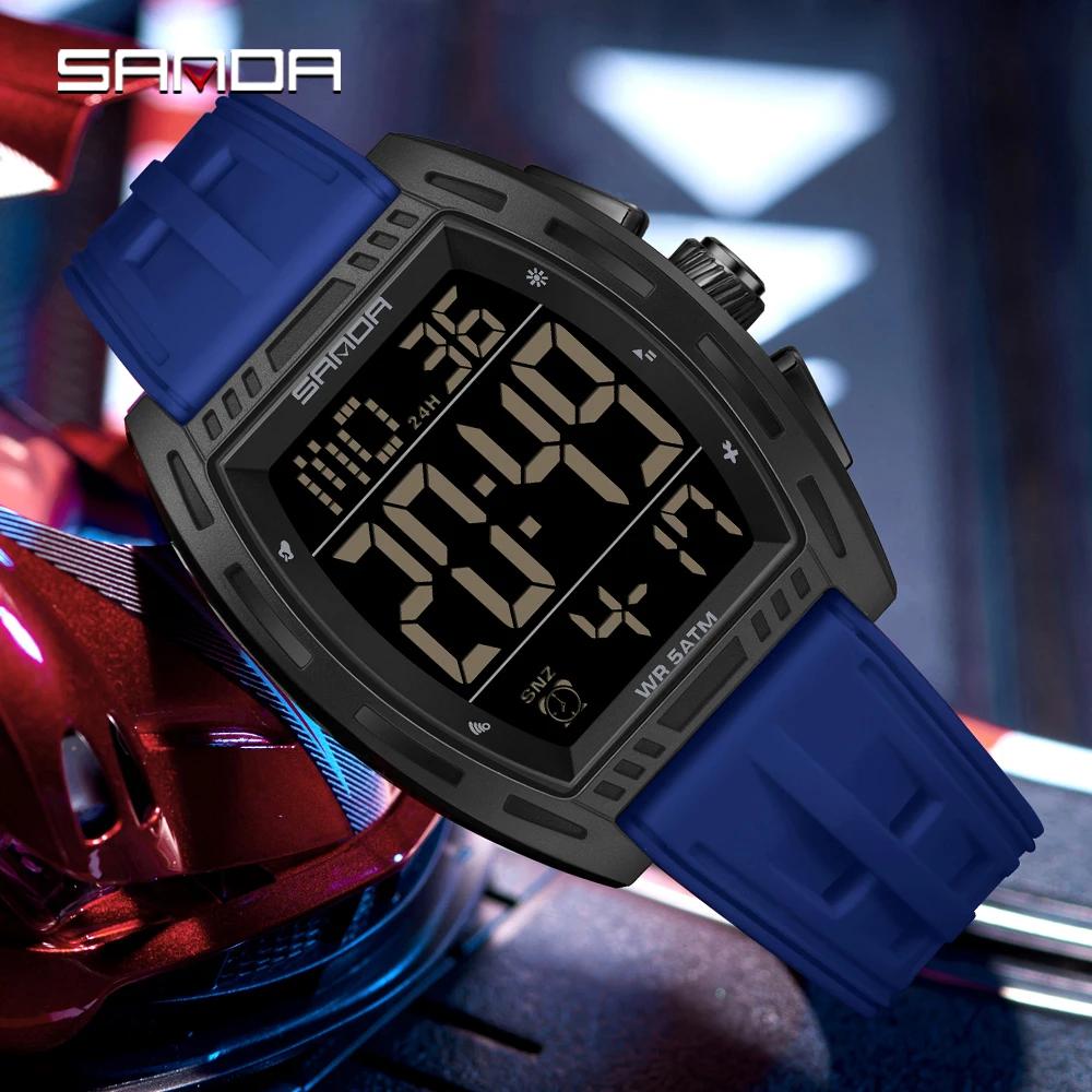 SANDA Fashion Electronic Watches for Man Multifunction Alarm Clock Luminous Calendar Chronograph Student Digital Wristwatch