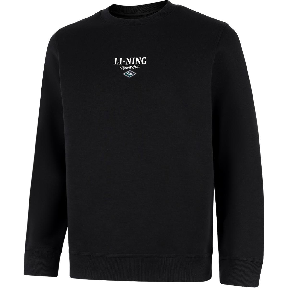 

Li Ning Удобная повседневная простая круглая горловина пуловер свитшот мужская толстовка черная AWDU711-3 S