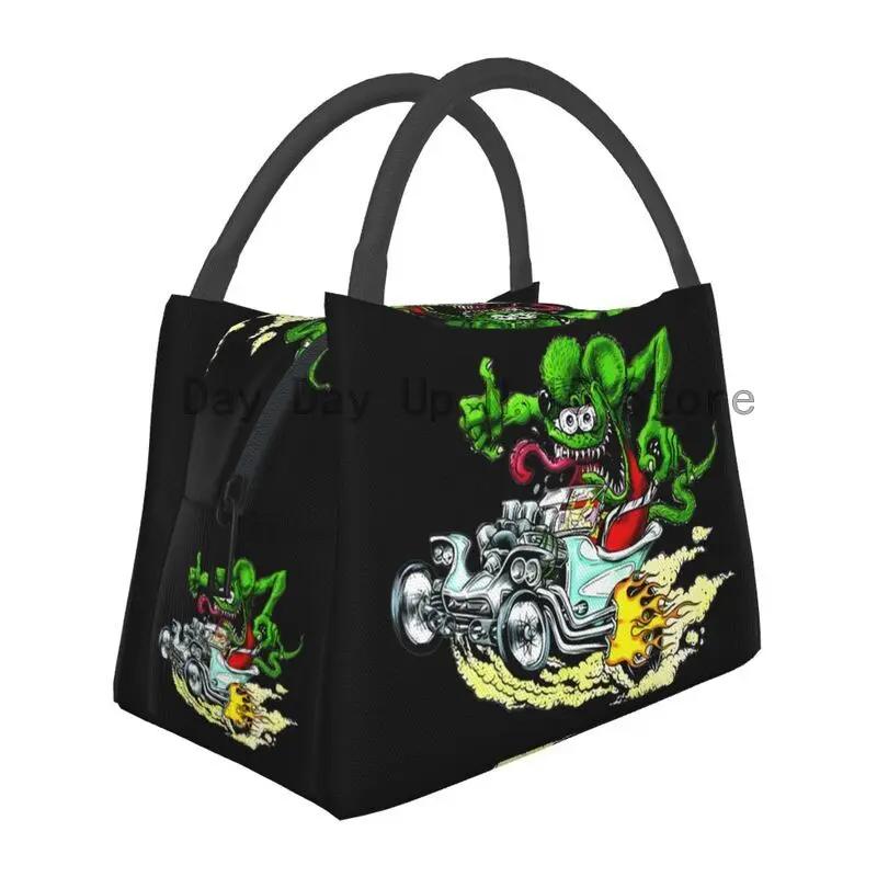 Ratfink Ride Insulated Lunch Bags for School Office Rat Fink Waterproof Thermal Cooler Bento Box Women Lunchbag