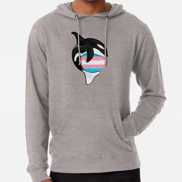 Men Premium Cotton Harajuku Hoodies Orca Transgender Flag Print Funny Style Round Neck Casual Pullover