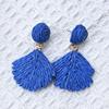 European & American Bohemian Raffia Shell Tassel Earrings: Sweet, Woven Niche Design for Women.