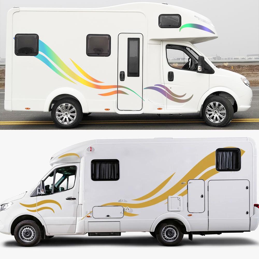 6PCS Motorhome Stripes Vinyl Stickers For Camper Van Horsebox Caravan RV Car Tuning Accessories Decoration Decals