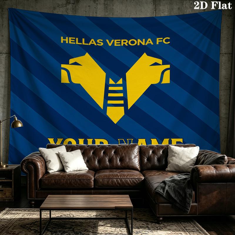 Custom Name Hellas Verona FC Printed Tapestry – Wall Hanging for Bedrooms, Dorms, and Home Decor
