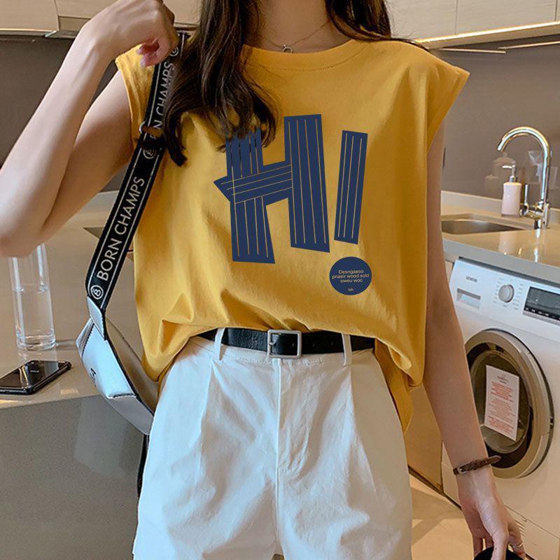 Spring/Summer Sleeveless Women's Round Neck Loose Camisole - Hong Kong Style Sports Vest