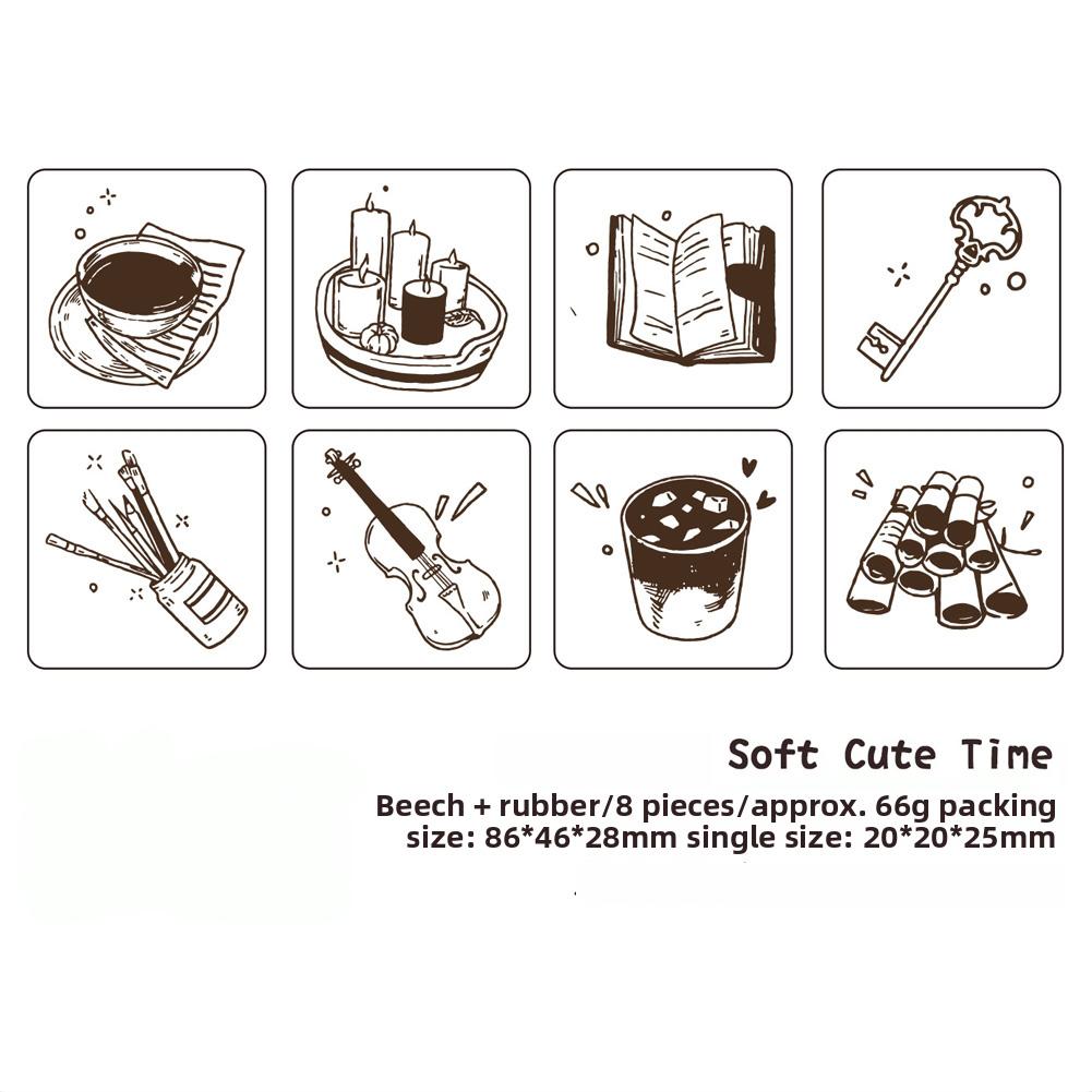 

DIY Journaling Scrapbooking Diary Decoration 8Pcs/Set Wooden Stamp Seal Fresh Cute Pattern Seal Stamp Gift