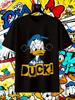 2025 Summer Men's Funny Donald Duck Cartoon Printed Unisex Short-sleeved Breathable T-shirt 100% Pure Cotton Printed T-shirt