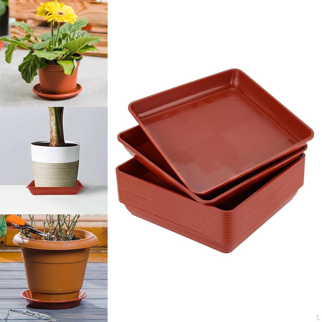 10 Pack of Square Plant Saucers for Water Drainage in Garden And Balcony