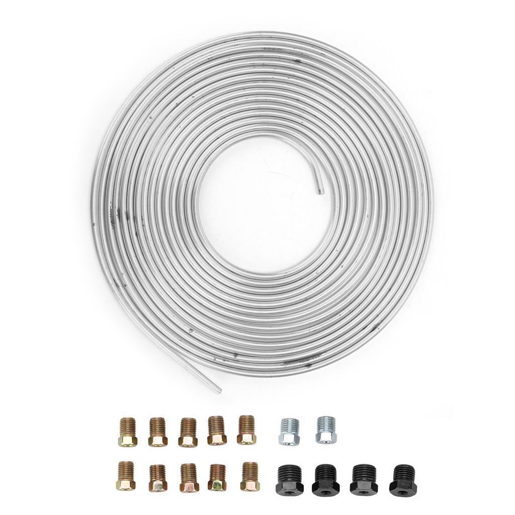 25ft Brake Line Tubing Copper Nickel Plated 3Celsius16in OD with Fittings for Hydraulic Braking Fuel System(Gold )