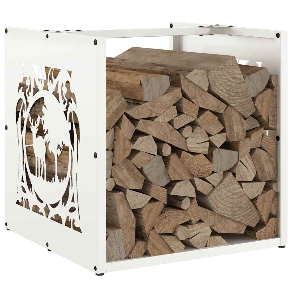 Firewood Rack White 40 x 40 x 40 cm Cold Rolled Steel