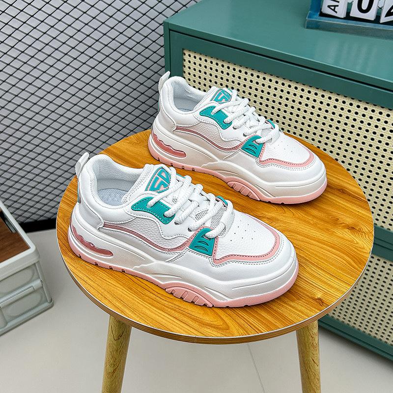 

Осенние новые дышащие белые туфли женские повседневные туфли на низком каблуке на толстой подошве универсальные туфли на платформе 40