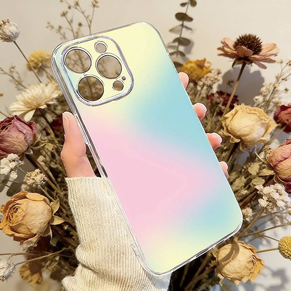 

Color Gradient Phone Case For iPhone 17 16 15 14 13 12 11 Mini Pro Max Plus Transparent Cover iPhone14ProMax