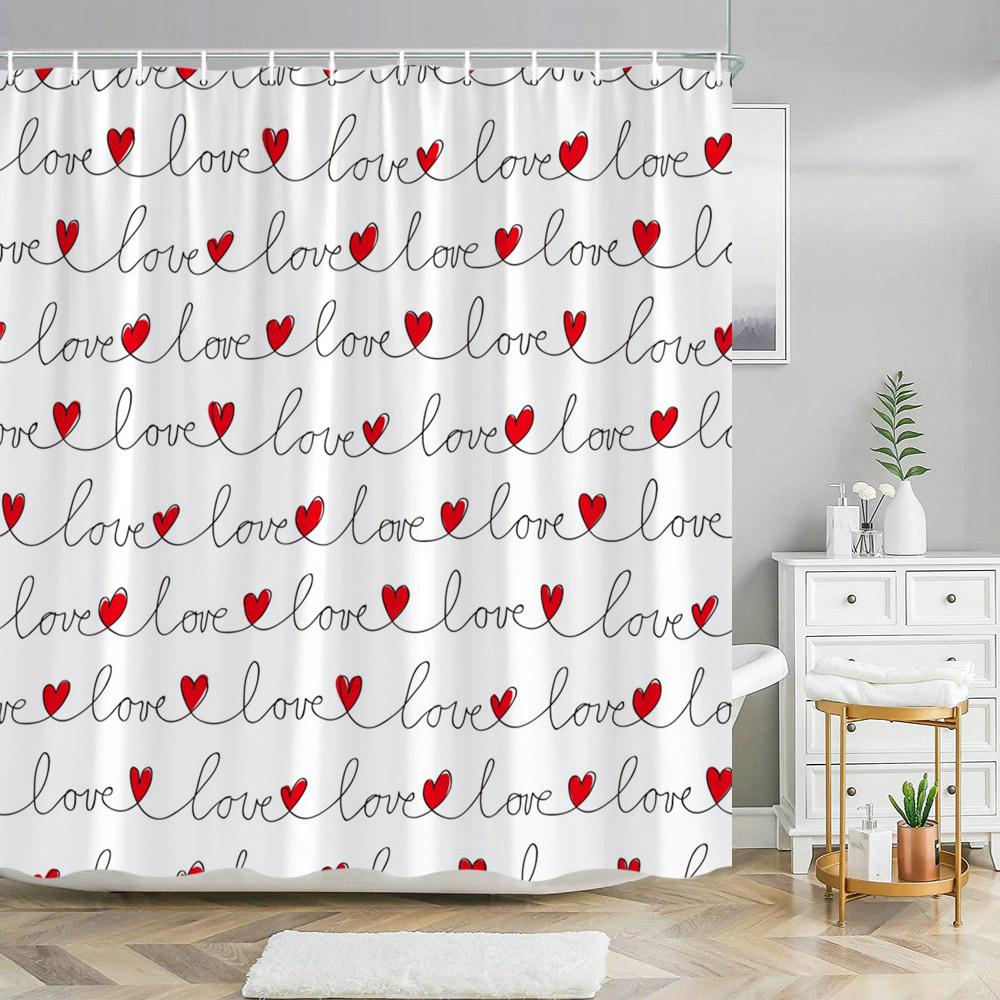 Paris Eiffel Tower Pink Shower Curtain Valentine's Day Flowers and Butterflies Polyester Washable Shower Curtains Bathroom Decor