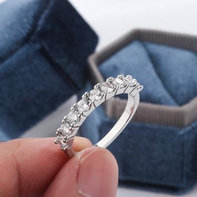 European and American 18K Gold Wedding Diamond Ring Group Set Inlaid Wedding Diamond Ring Simple Women