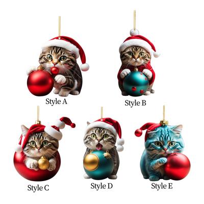 Christmas Cat Decoration 2025 Kitty Ornament Party Door Lovely Festival Decorative Car Christmas Pendant Xmas Tree Hanging Decor