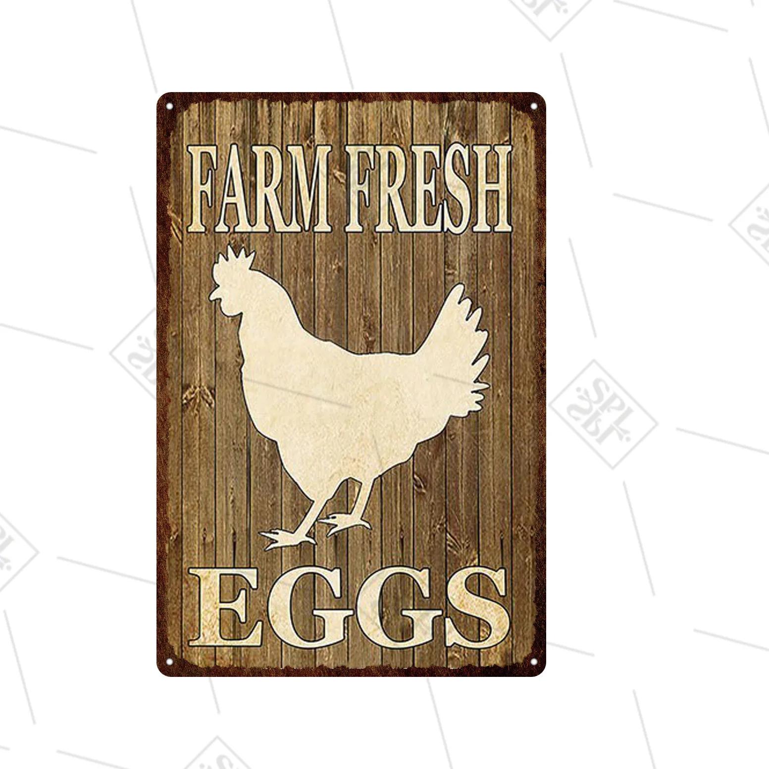

Rarm Fresh Eggs For Sales Farm Fence Sign Chick Tin Plate Vintage Metal Sign Farm Decoration Signboard Plaque Home Decoration 20x30cm（7.8x11.8inch）