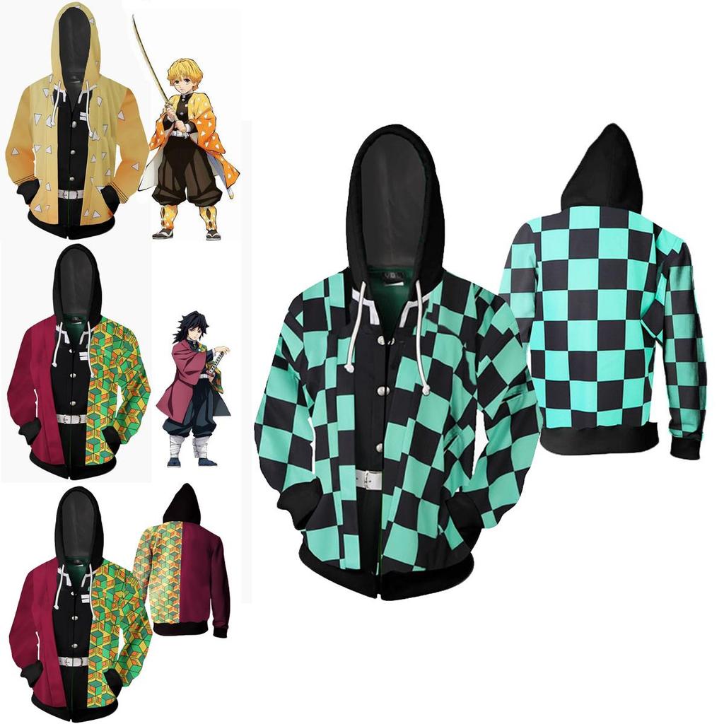 Demon Slayer Kimetsu No Yaiba Vibrant Soft Zipper Up Hoodie For Comfort