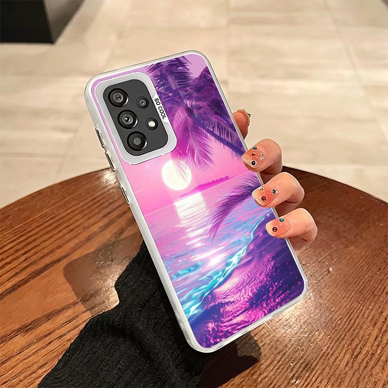 Pink Sunset Beach Dreamy Scenery Soft Phone Case for Samsung A17 A16 A15 A14 A13 A57 A56 A55 A54 A53 A37 A36 A35 A34 A33 A26 A25