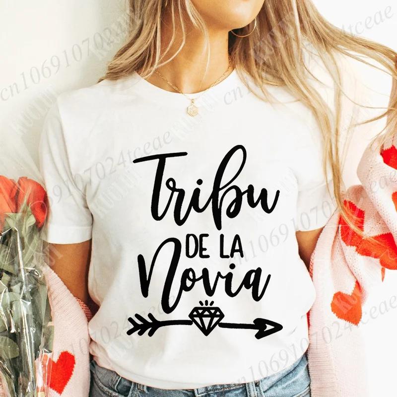 Team Bride Tribe T-Shirt Junggesellinnenparty Shirt für Spanische Brautparty Hochzeitsfeier Oberteile Brautjungfer Kurzarm T-Shirts