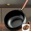Forged Iron Wok with Wooden Lid Nonstick Skillet Pot Even Heating Fry Pan for Gas Stove