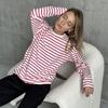 Summer Women Long Sleeve T-shirt O Neck Stripe