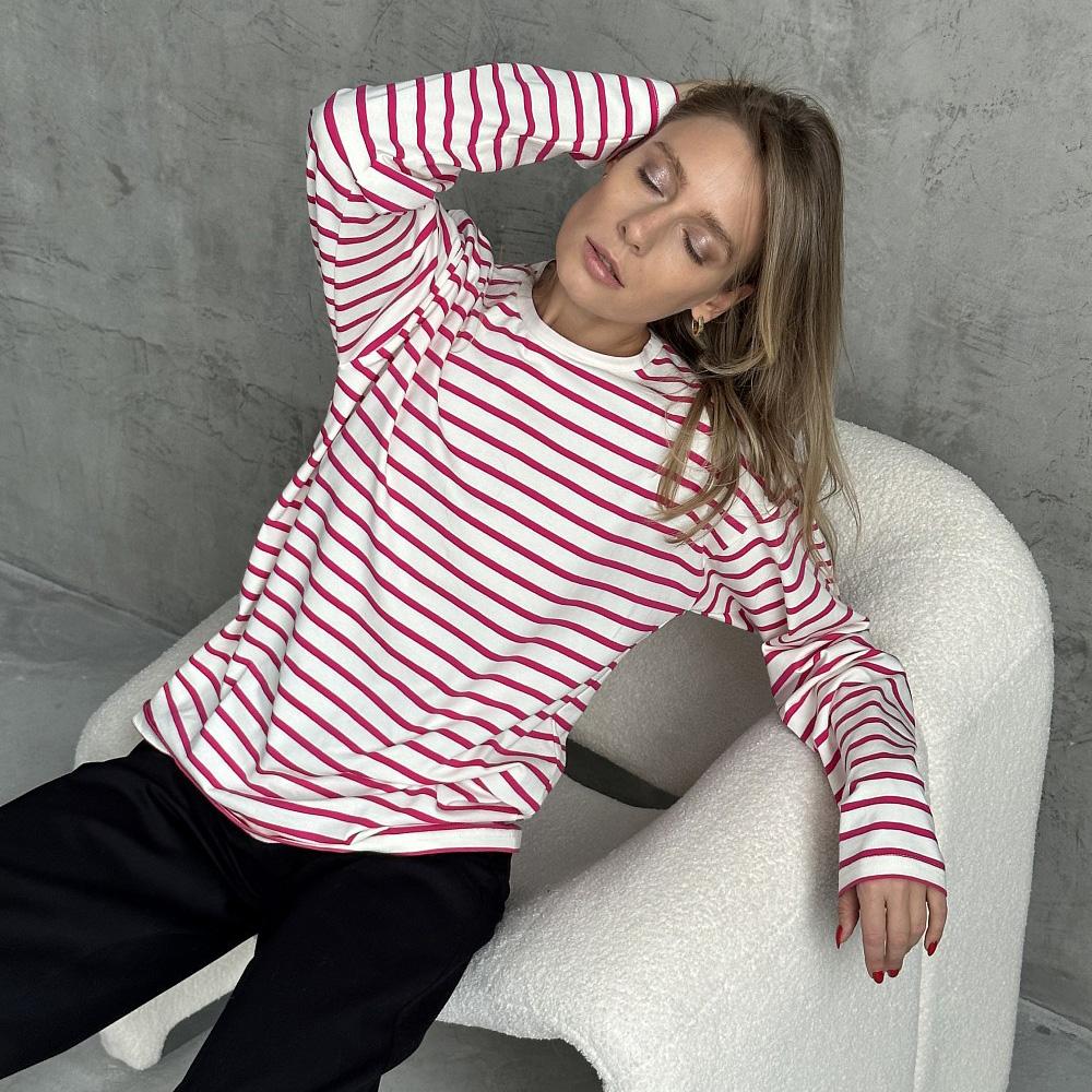 Summer Women Long Sleeve T-shirt O Neck Stripe