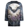 Women's 3/4 Sleeve Loose Fit Casual Shirt Round Neck Halloween Print T-Shirt Top for Everyday Wear