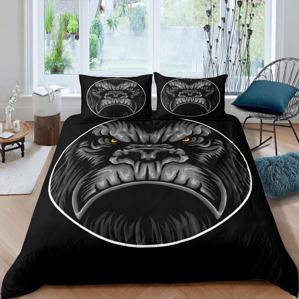 Comforter Orangutan Cute Monkey Bedding Set Palm Leaves Tropical Botanical Primitive Animal Comforter/