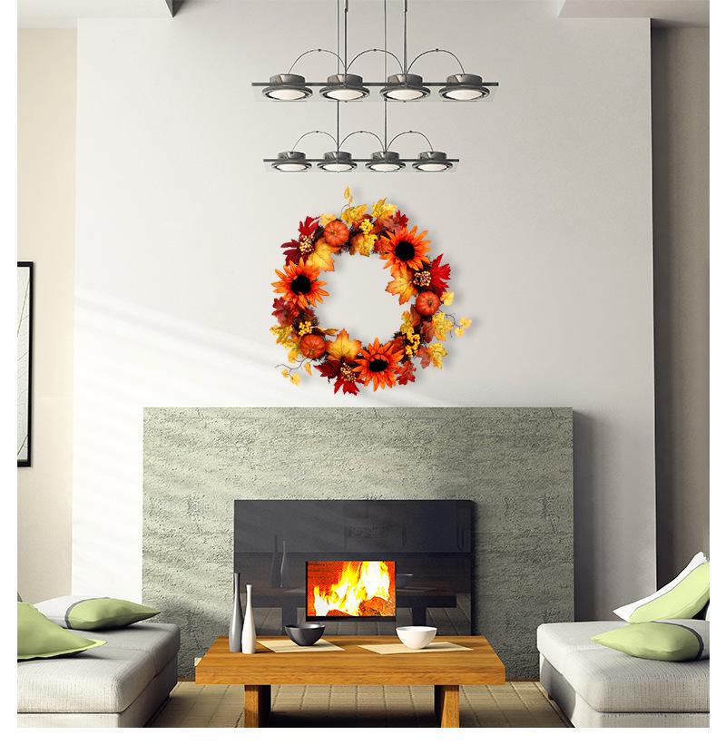 Autumn Maple Leaf & Sunflower Wreath: Perfect for Thanksgiving & Halloween Decor
