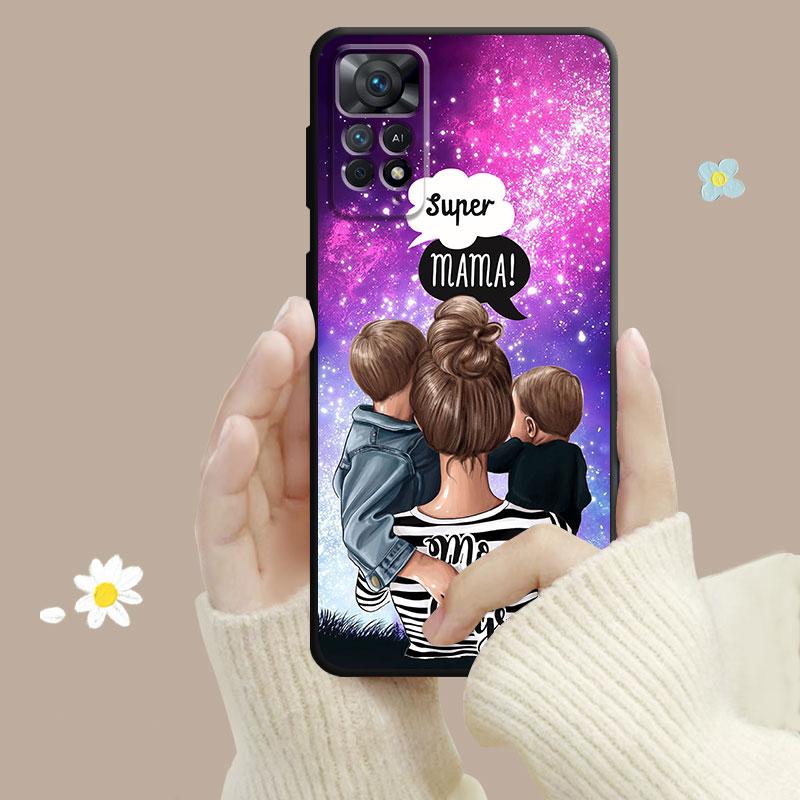 Cassa del telefono Per Xiaomi Redmi Nota 12 11t 11s 11 10 8 Pro 9 9s 9t 8t Per Mi 10 8 9a 9c 10c K40 Borsette Super Mamma Baby Girl Boy