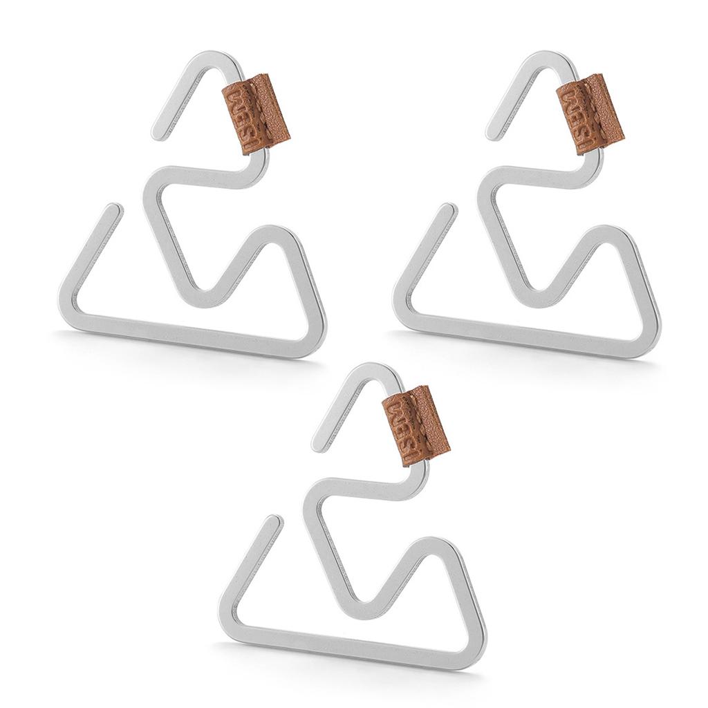 3 Pcs Outdoor Stainless Steel Hook Triangular Hanger Safety Clip Anti Slide Multifunctional for Camping Hiking L