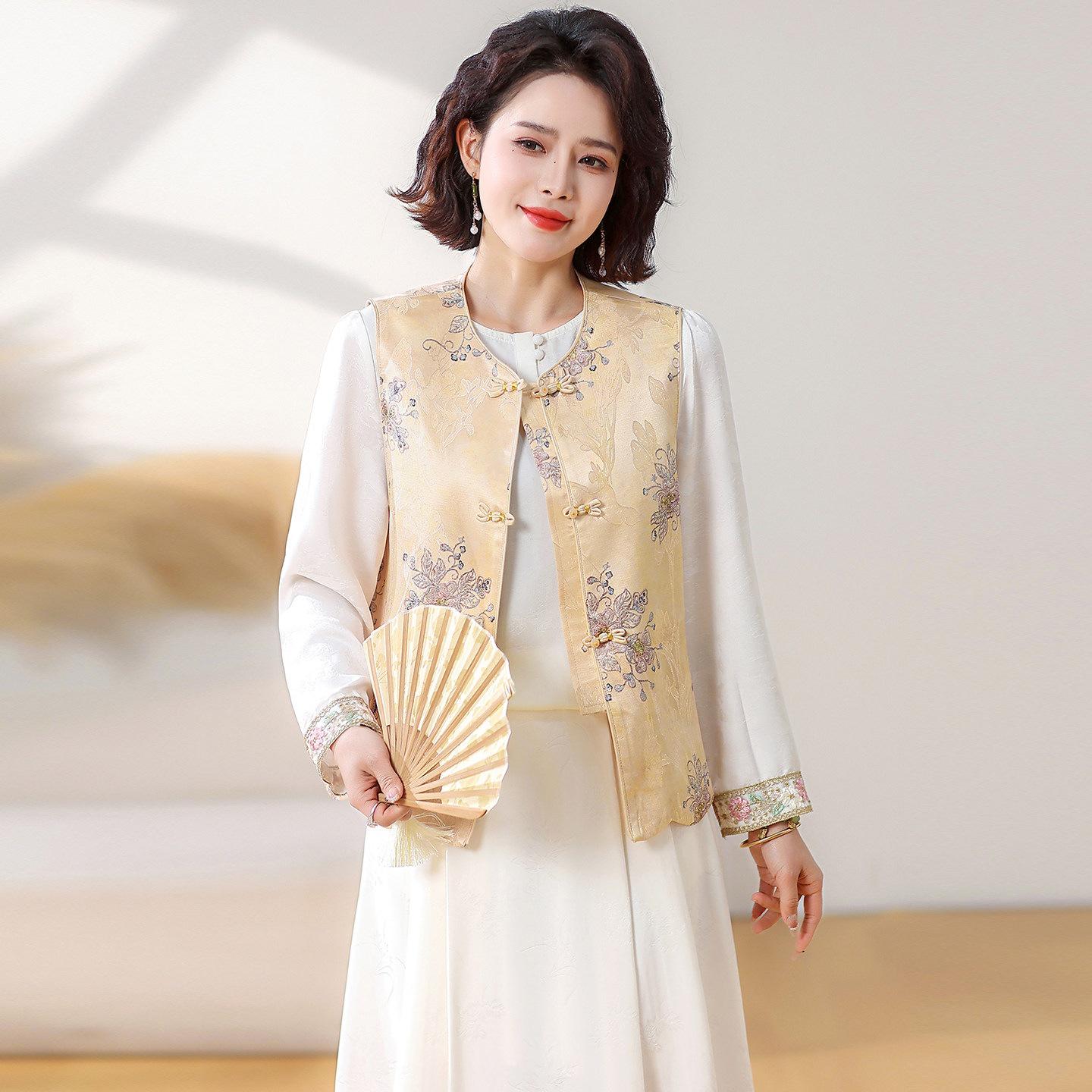 Elegant 2026 Chinese National Style Women s Vest with Embroidery - Perfect for Mother s Day 2XL for 120-130 jin