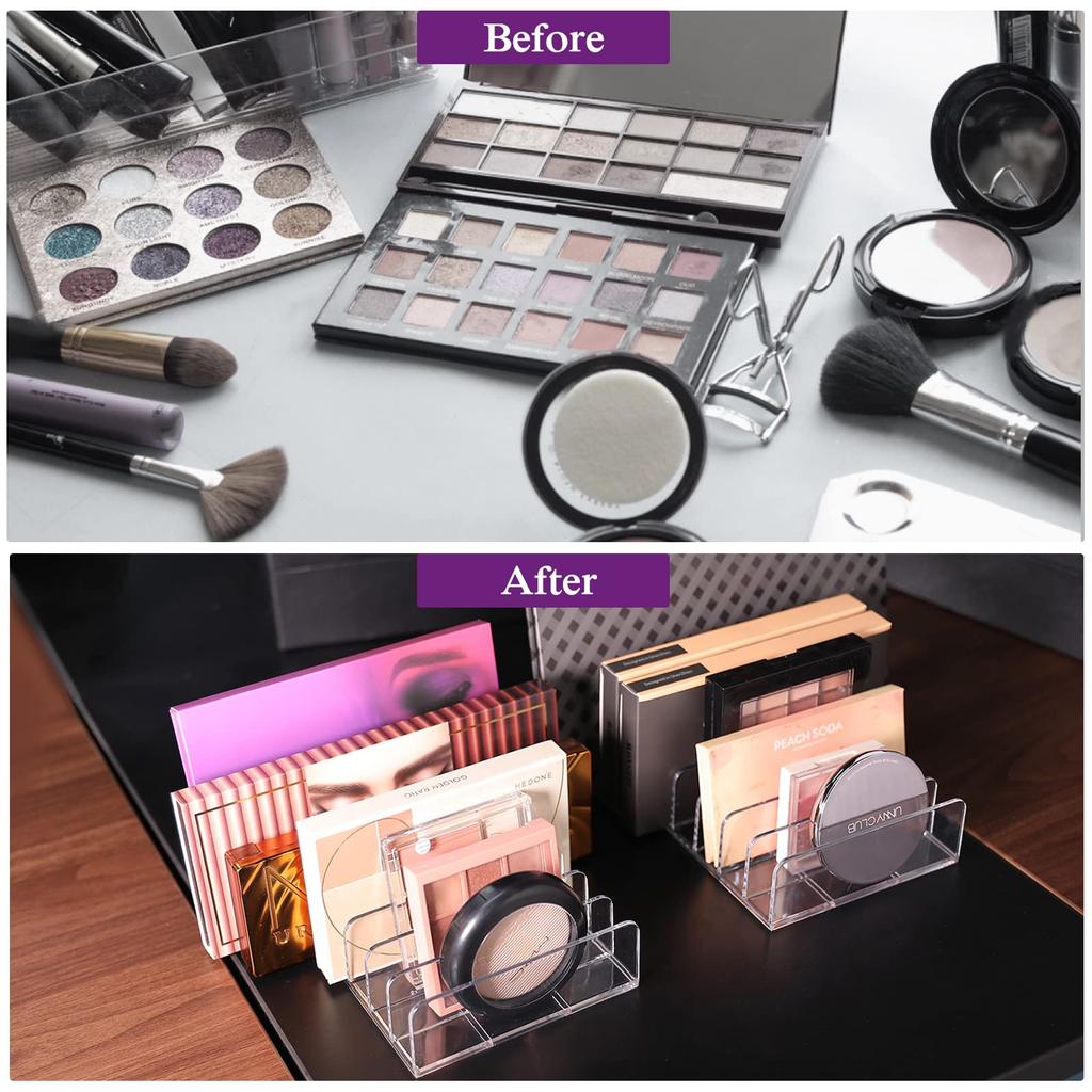 Lolalet Eyeshadow Makeup 14 Cosmetic Acrylic Clear Makeup Box [2-Pack] Stand, Storage, Compartments, Storage, Stand,