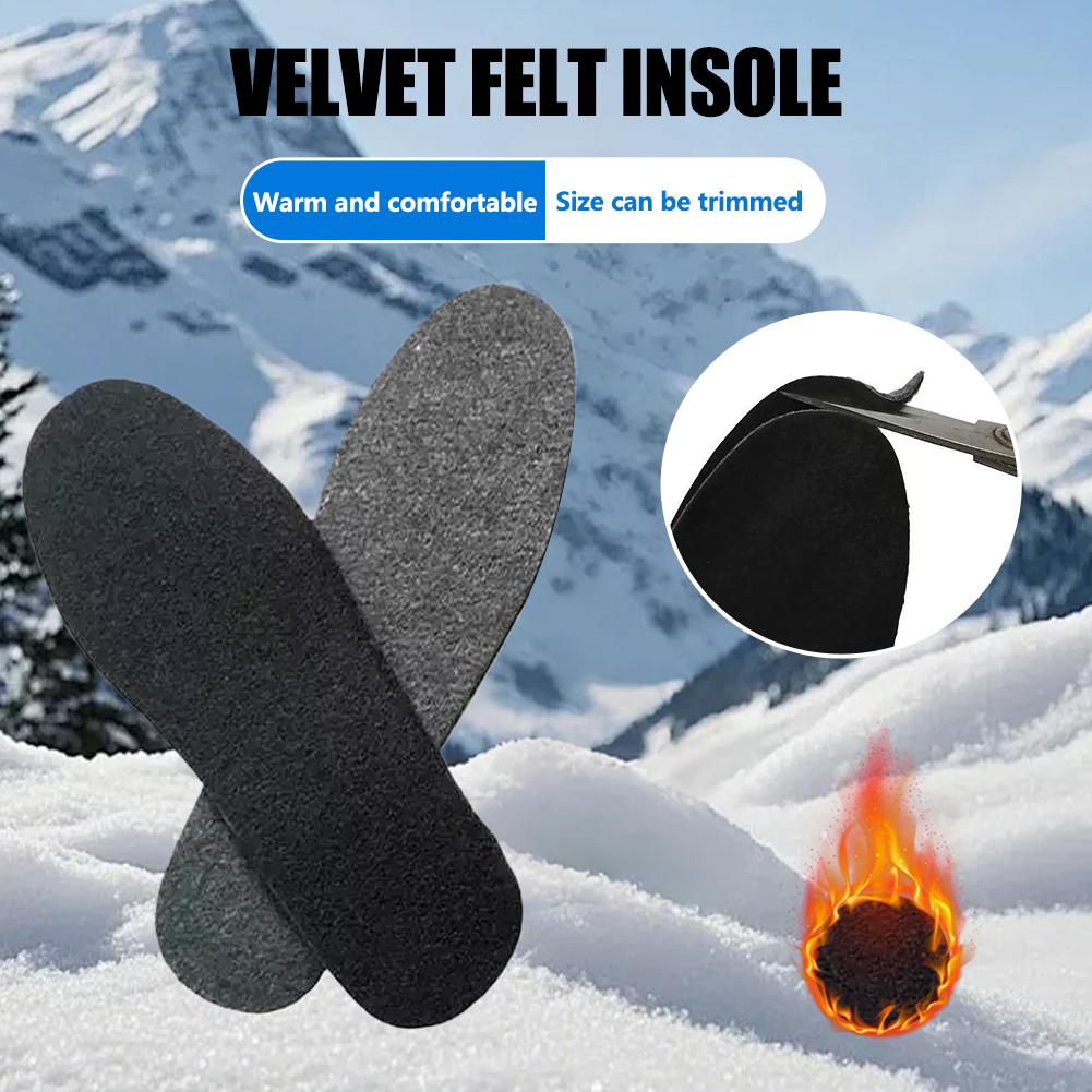 Premium Thickened Felt Shoe Insoles Winter Warm Anti Odor Breathable Moisture Wicking Custom Fit Unisex Foot Support for Work