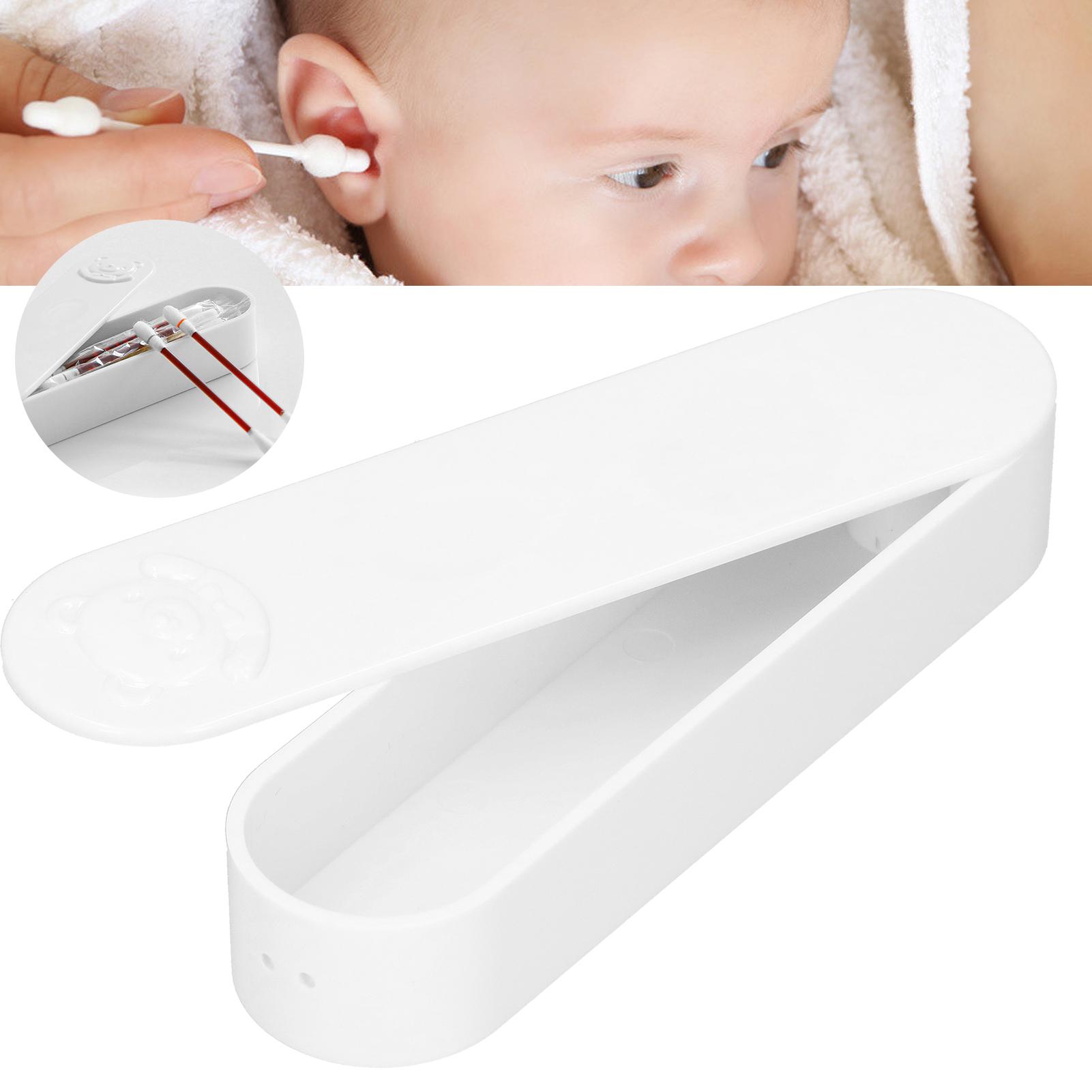 Cotton Swab Box Portable ABS   Travel Swab Case Cartoon Cotton Swab Container Bear Pattern with Lid