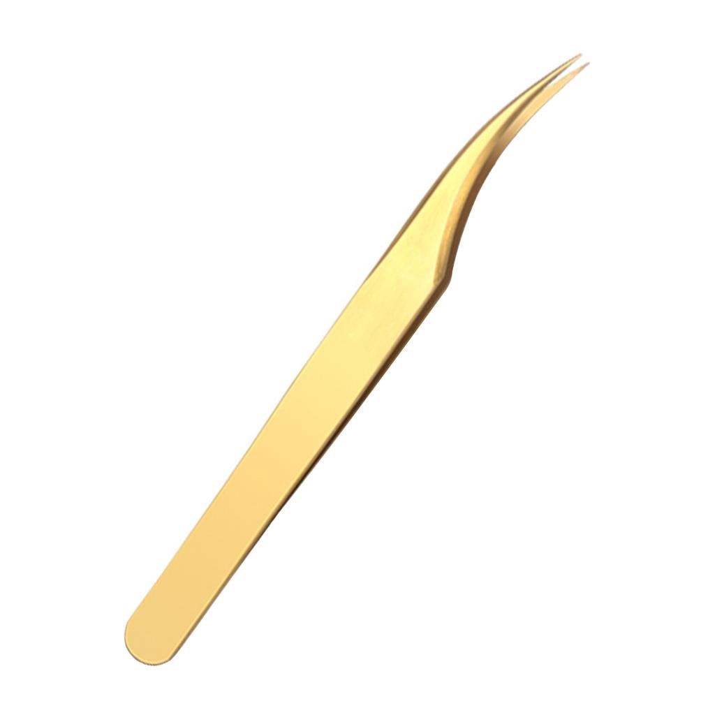 Gold Color Stainless Steel Eyelash Extension Tweezers Curved Straight Lashes Tweezer Eyelashes Nail Makeup Tools