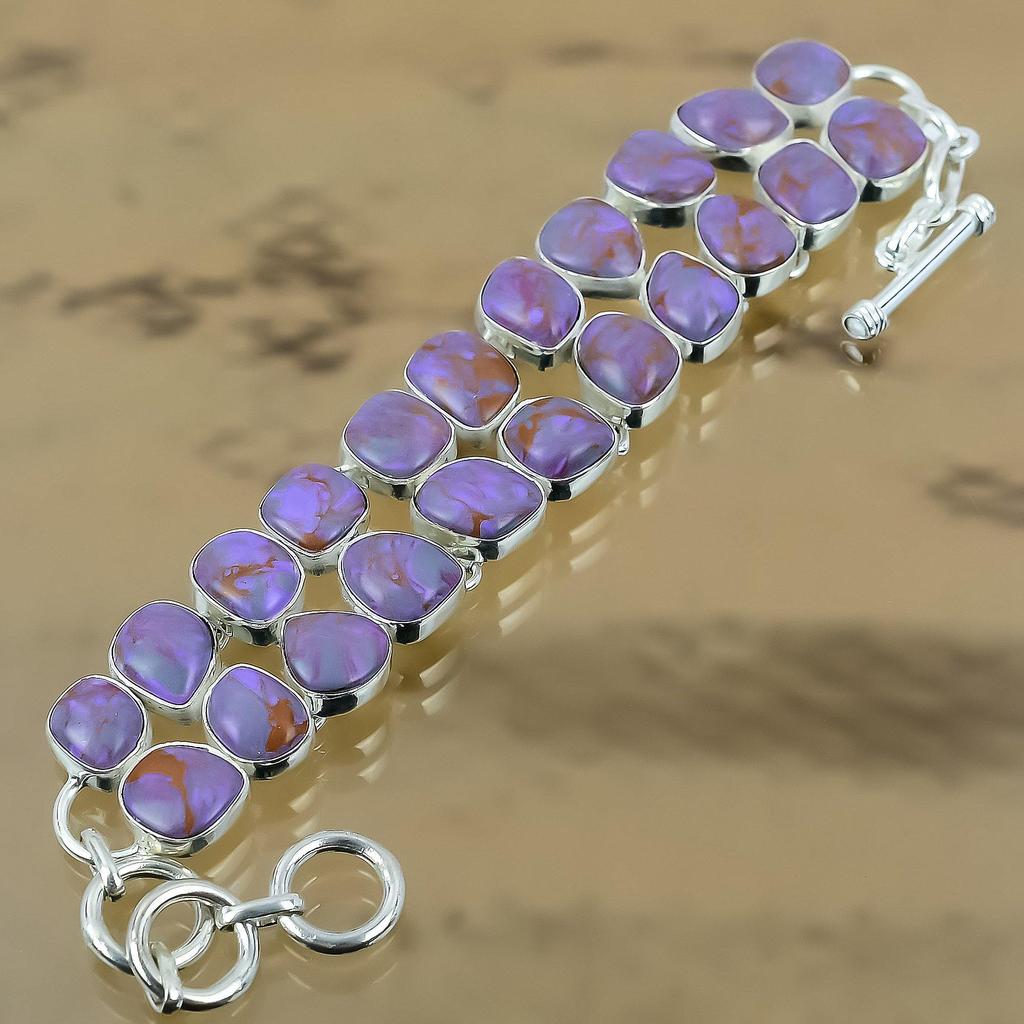 Easter Sale 925 Sterling Silver Natural Purple Turquoise Trendy Chain Bracelet
