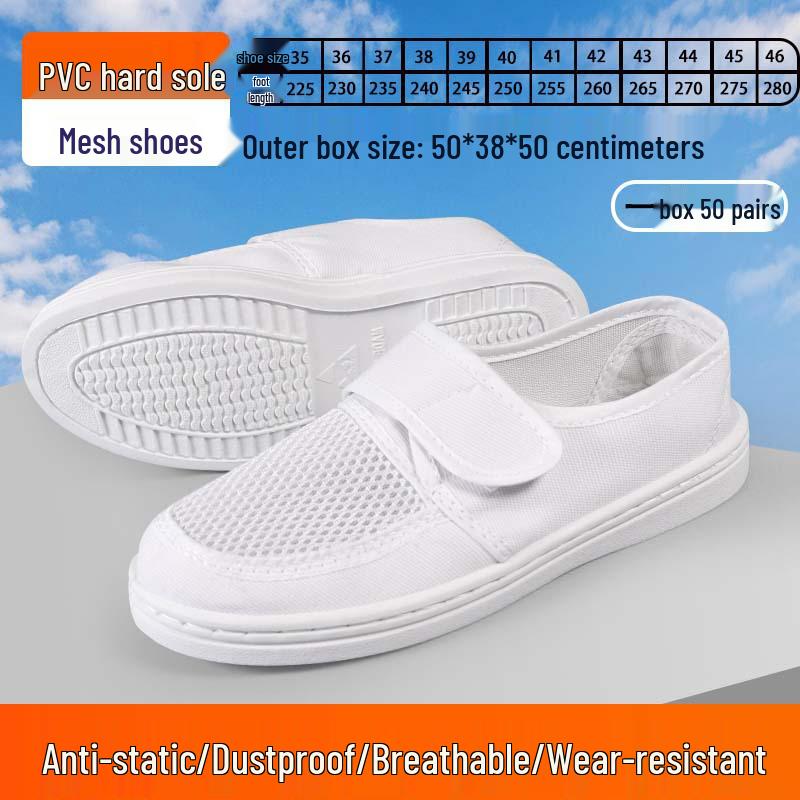 Breathable Anti-static Mesh Shoes with Thick Soft Soles and Non-slip Velcro Canvas