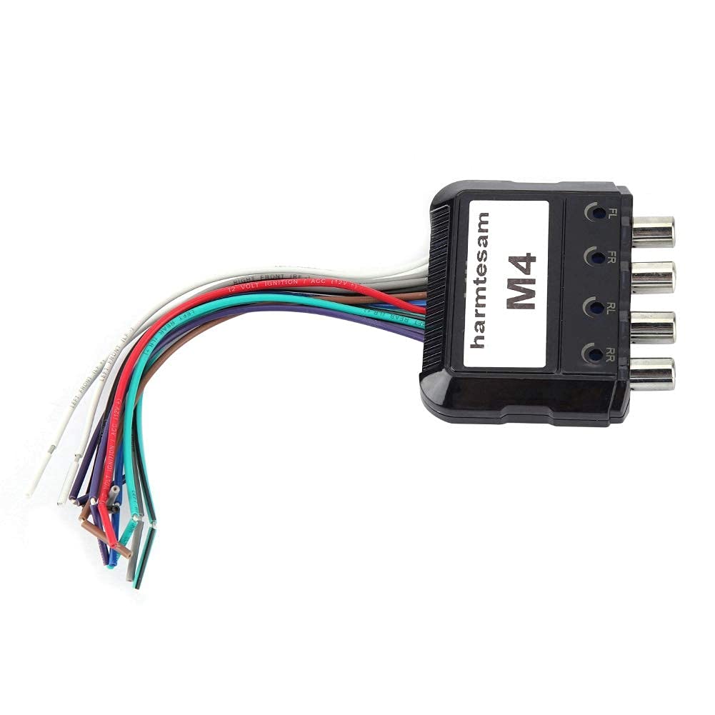 JL Audio High Low Converter, Duokon Car Stereo Subwoofer 4 Channel High to Low Audio Converter with Power Amplifier Control Wire Plastic Black