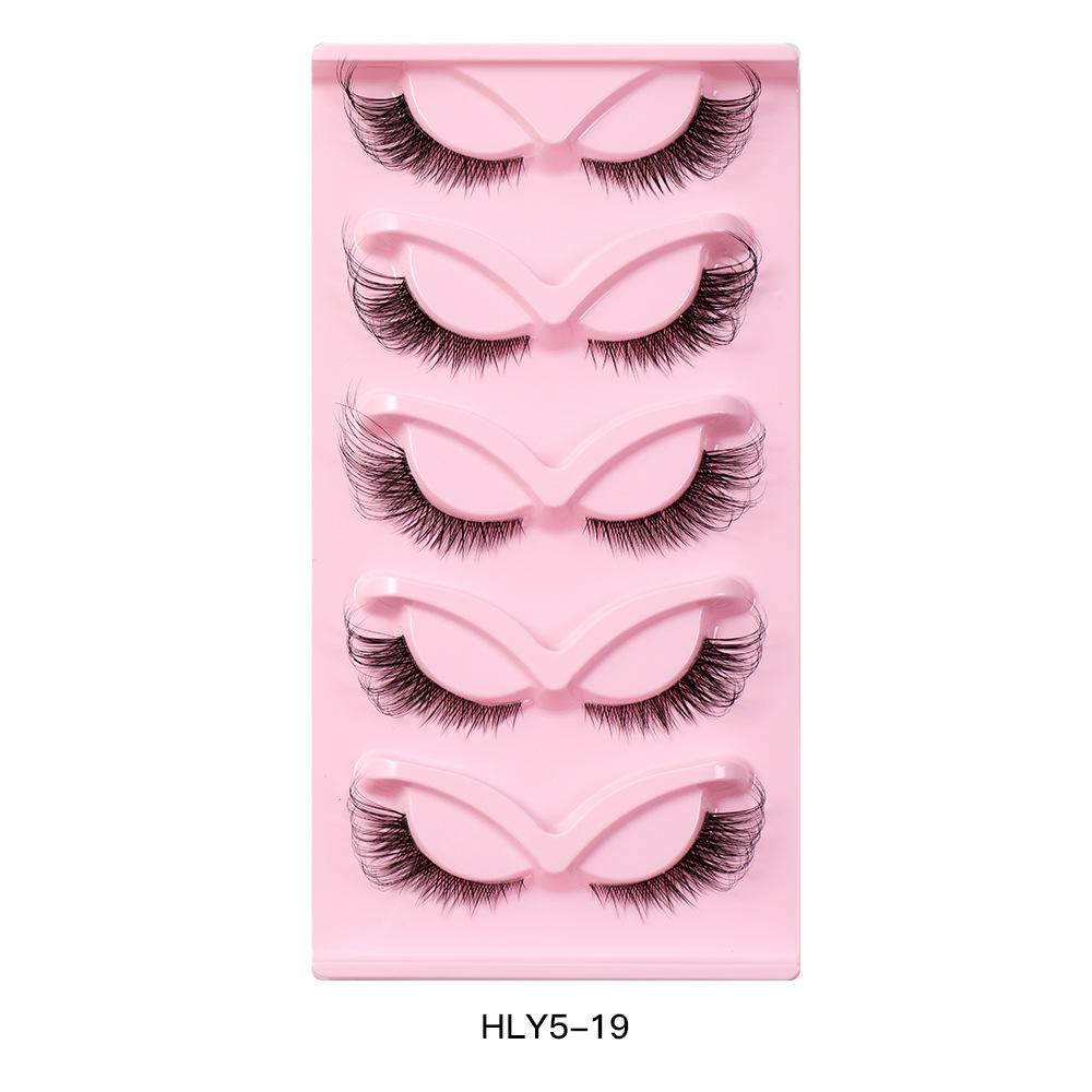 5 Pairs Of Diagonal Flying Fox Eyes False Eyelashes, Natural Thick Eyelashes, Simulated Cat Eyelashes