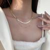 Double-layer Snake Bone Chain Necklace Women's Flat Sterling Silver Ins Hip-hop Personalized Retro Stacking Wear Simple Niche Short Neck Chain