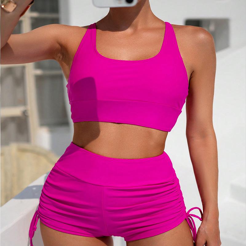 2025 Europäischer & Amerikanischer Schnür-Konservativer Damen-Bikini-Badeanzug mit Flachem Bein
