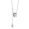 Simple and Fashionable 925 Sterling Silver Oval Zircon Tassel Necklace, Women's Personalized Niche Jewelry