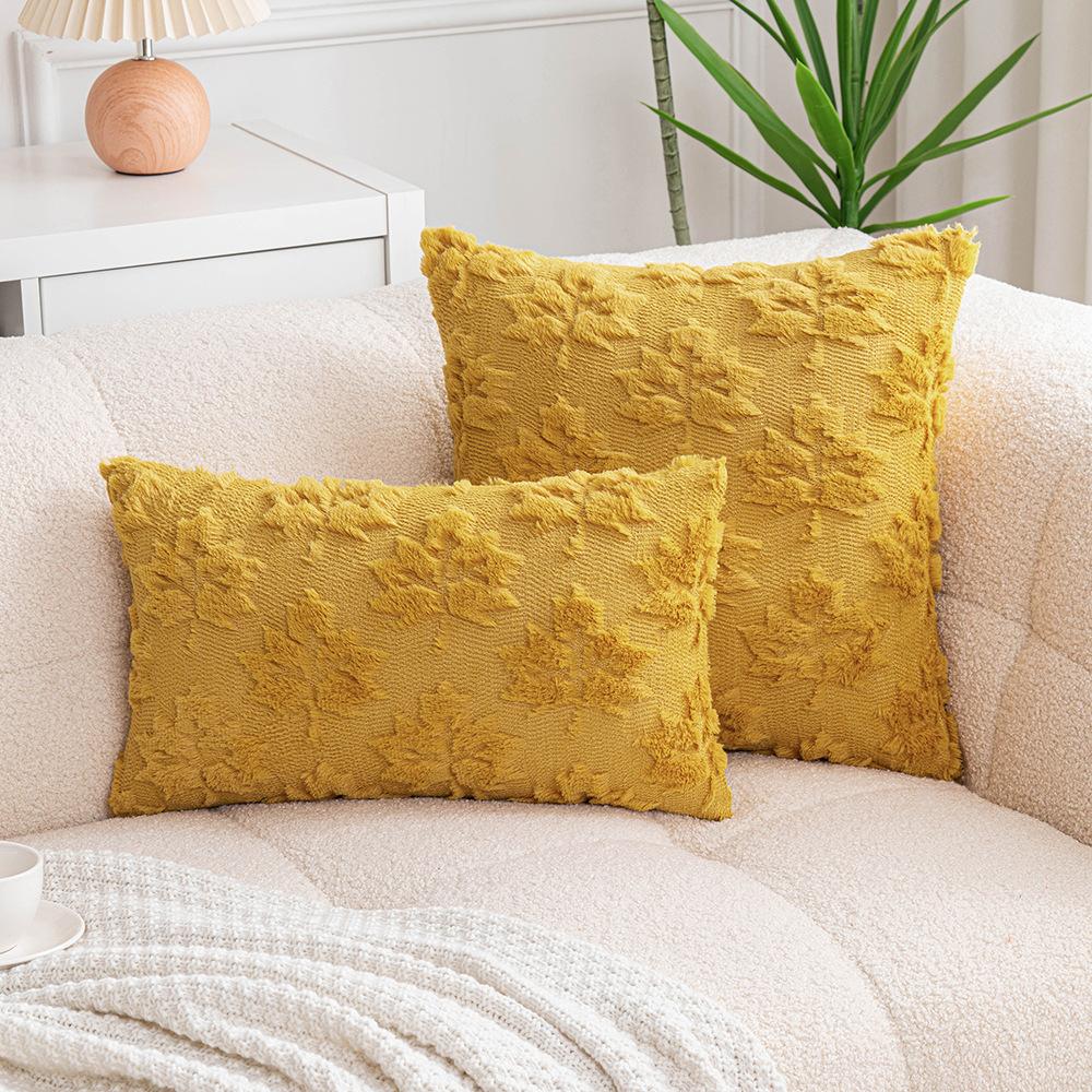 New Embroidered Hair Maple Leaf Pillow Case Home Living Room Sofa Decoration Cushion Cover Ins Bedside Office Pillow