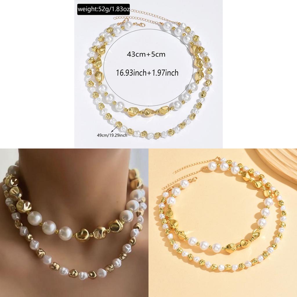 Vintage Artificial Pearl Necklace For Women With Geometric Pendant Elegant Autumn Winter Jewelry